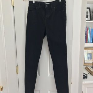 Madewell. Black high-waisted skinny jeans.